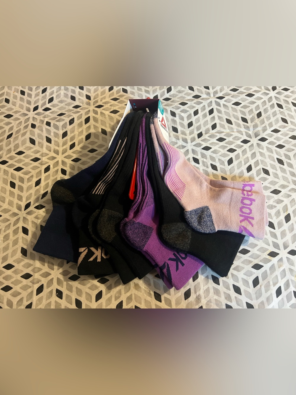 Reebok women Athletic Crew Socks - Black, Purple, Pink (3-Pack)